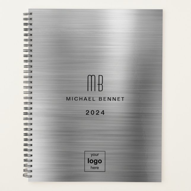 Silver Gray Business Logo 2024  Planner (Front)