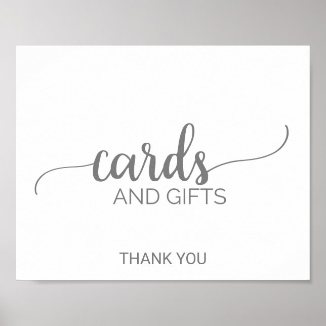 Silver Gray Calligraphy Cards and Gifts Sign (Front)