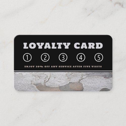 Silver Gray Chapped Wood Loyalty Card
