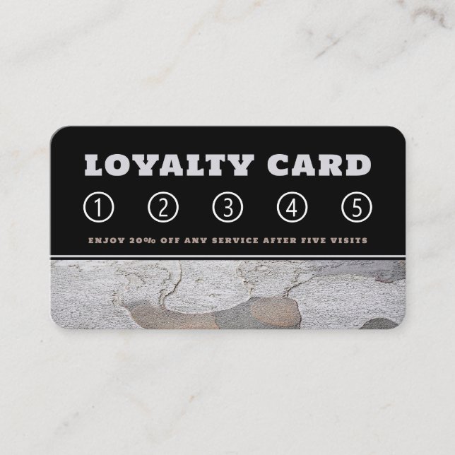 Silver Gray Chapped Wood Loyalty Card (Front)