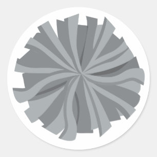 Silver Gray Cheerleader Pom Pom Classic Round Sticker