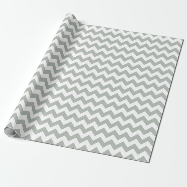 Silver Gray Chevron Zigzag Wrapping Paper (Unrolled)