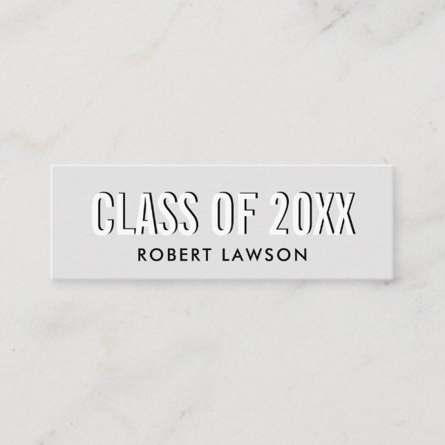 Silver Gray Chic Class Graduation Name Card (Front)