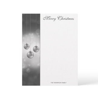 Silver Gray Christmas Baubles With Custom Text Letterhead