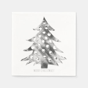 Silver Gray Christmas Tree Elegant Modern Napkins