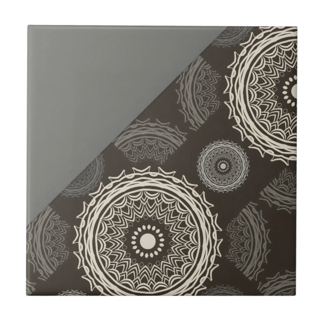 Silver Gray Circles Abstract Ceramic Tile (Front)