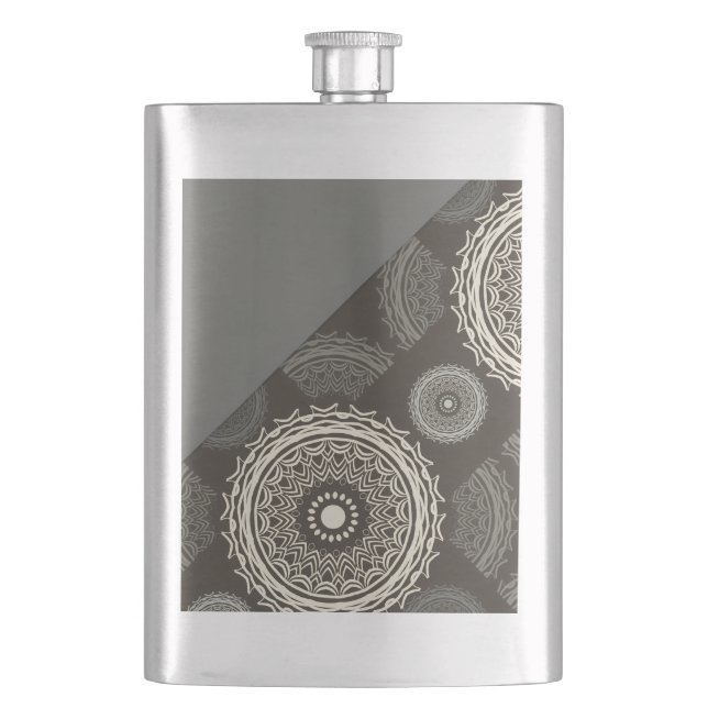 Silver Gray Circles Abstract Flask (Front)
