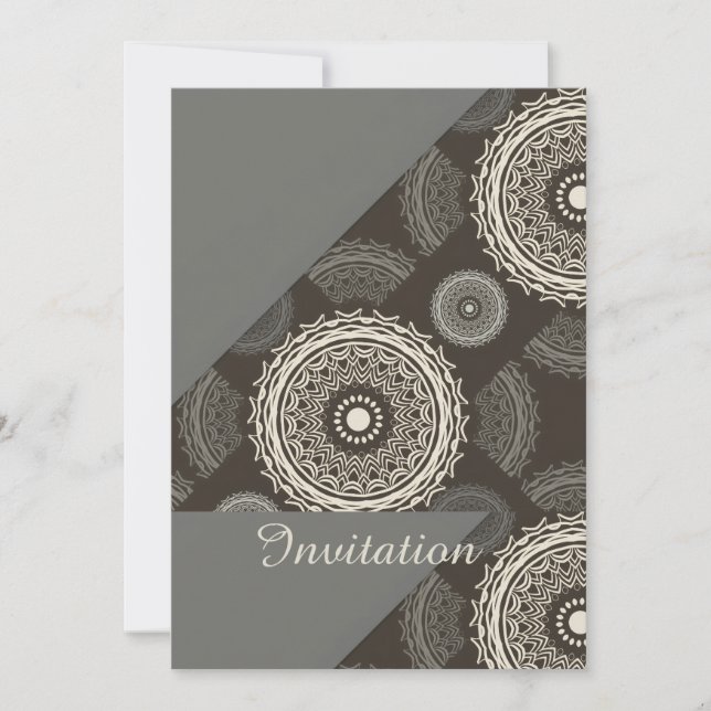 Silver Gray Circles Abstract Invitation (Front)