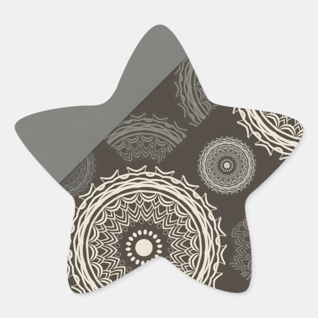 Silver Gray Circles Abstract Star Sticker (Front)