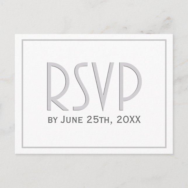 Silver Gray Classic Simple Wedding RSVP Invitation Postcard (Front)
