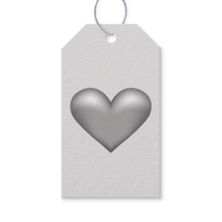 Silver Gray Color Heart Illustration Gift Tags