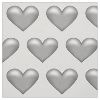 Silver Gray Color Hearts Pattern Fabric