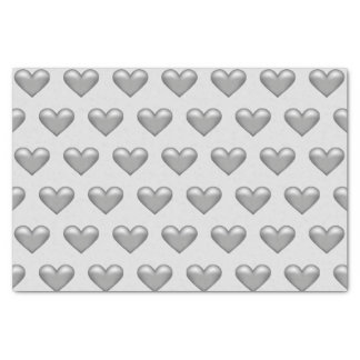 Silver Gray Color Hearts Pattern Tissue Paper