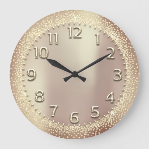 Silver Gray Crystals Glitter Arabic Numbers Rose Large Clock