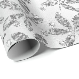 Silver Gray Crystals Hashish Foil Metal Swarovski Wrapping Paper