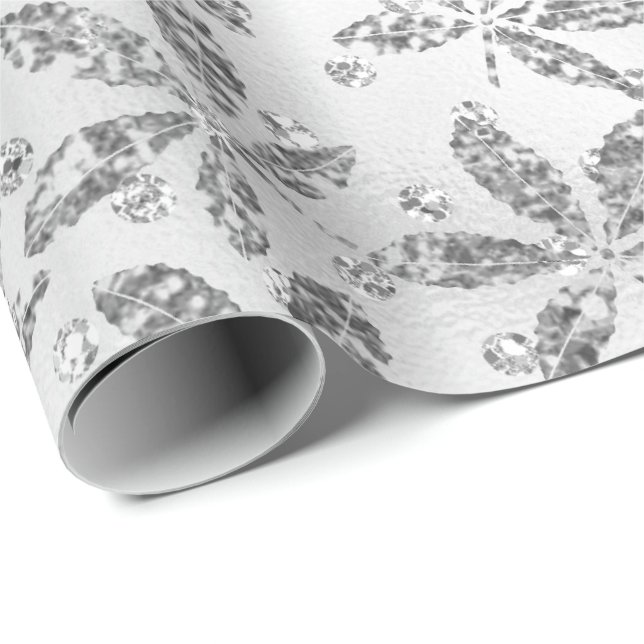 Silver Gray Crystals Hashish Foil Metal Swarovski Wrapping Paper (Roll Corner)