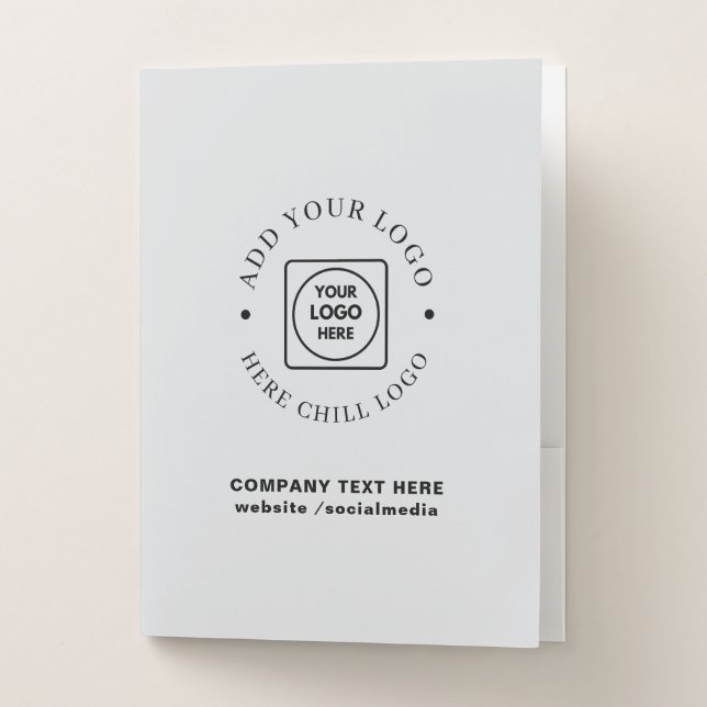 Silver Gray Custom Company Logo Branding Binder Pocket Folder (Front)