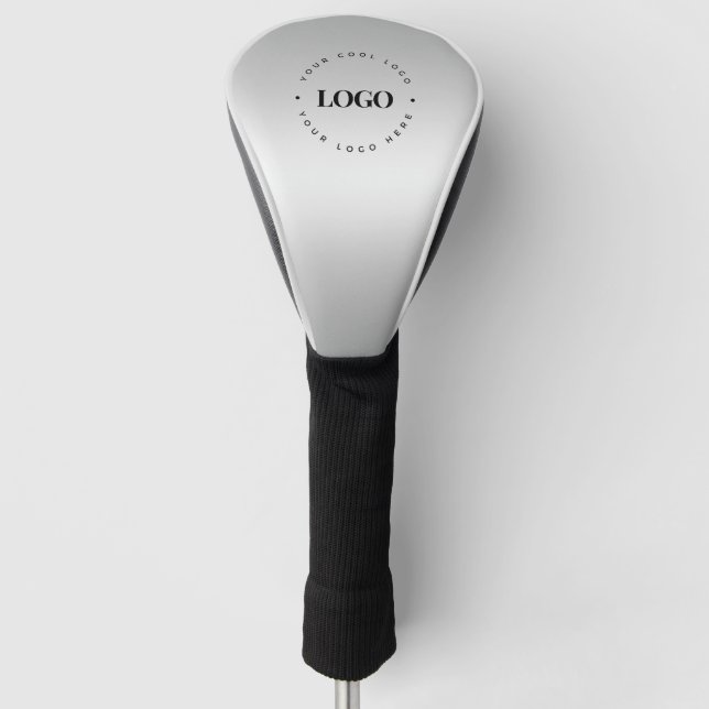 Silver Gray Custom Round Business Logo Company Golf Head Cover (Front)