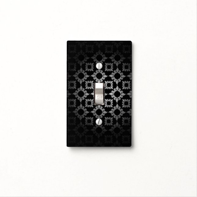 Silver Gray Damask Light Switch Cover (In Situ)