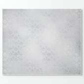 Silver Gray  Damask Metallic Shiny Monochromatic Wrapping Paper (Flat)