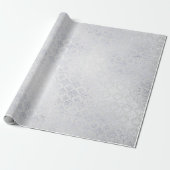 Silver Gray  Damask Metallic Shiny Monochromatic Wrapping Paper (Unrolled)