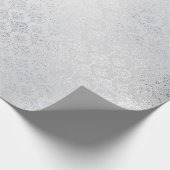 Silver Gray  Damask Metallic Shiny Monochromatic Wrapping Paper (Corner)