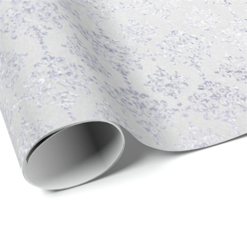 Silver Gray  Damask Metallic Shiny Monochromatic Wrapping Paper