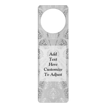 Silver Gray Damask Pattern Door Hanger by Patternzstore at Zazzle