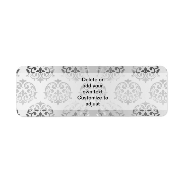Silver gray damask pattern label (Front)