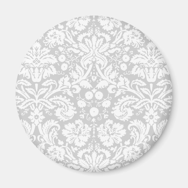 Silver gray damask pattern magnet (Front)