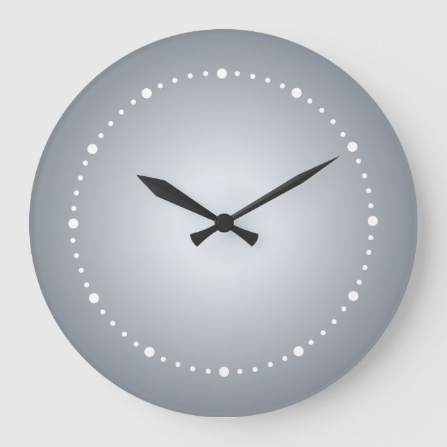 Silver Gray Deep to Light Tones Large Clock (Front)