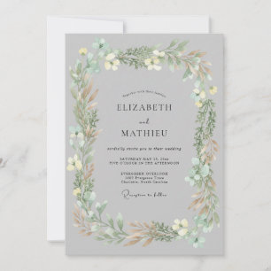 Silver Gray Delicate Meadow Wedding Invitation