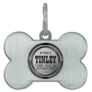 Silver Gray Design DIY Name Pet ID Tag
