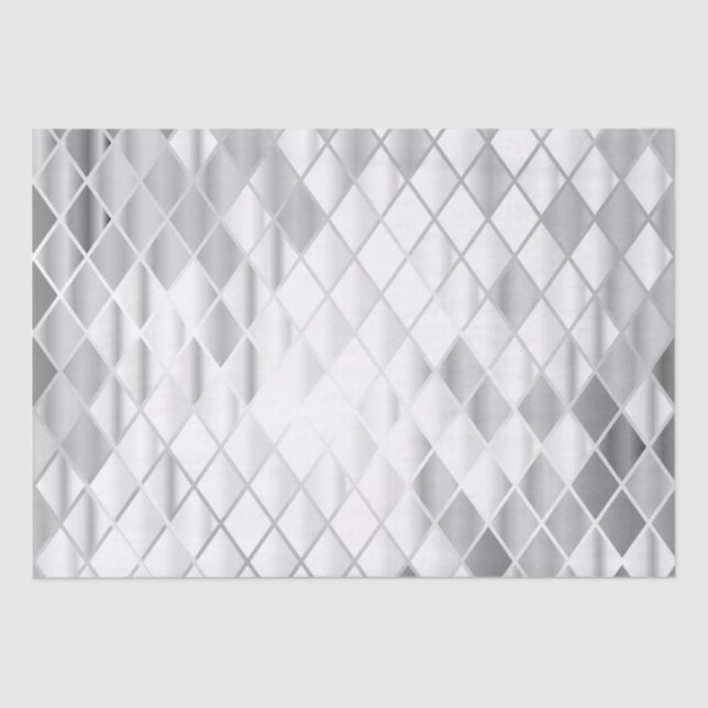 Silver Gray Diamond Pattern All Occasion  Tissue Paper (Front)