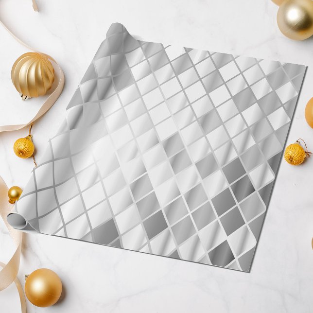 Silver Gray Diamond Pattern All Occasion Wrapping Paper (Creator Uploaded)