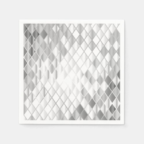 Silver Gray Diamond Pattern Luxury All Occasion  Napkins