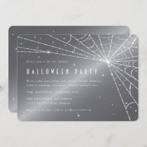 Silver-Gray Diamond Spider Web Halloween Party Invitation