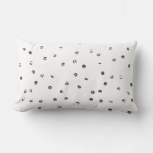 Silver Gray Dots White Stripes Lines Minimalism Lumbar Pillow