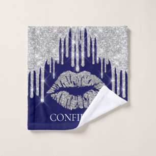 Silver Gray Drips Kiss Lip Makeup Artist Confident Wash Cloth