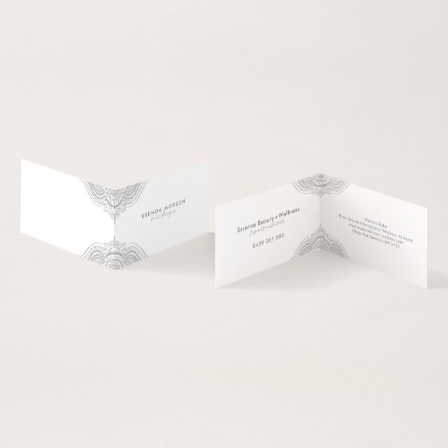 Silver-gray elegant mandala business card (Inside and Outside)