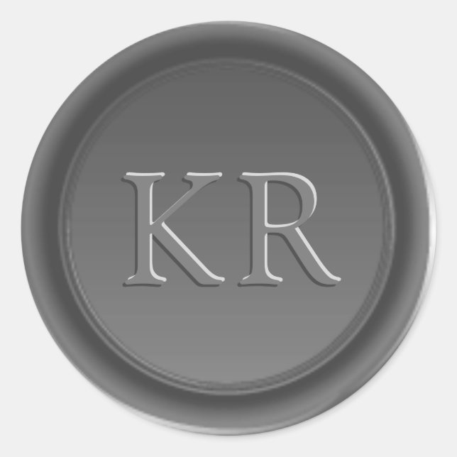 Silver Gray Elegant Monogram Wax Seal (Front)