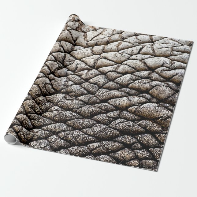 Silver gray Elephant Skin Animal Print Wrapping Paper (Unrolled)
