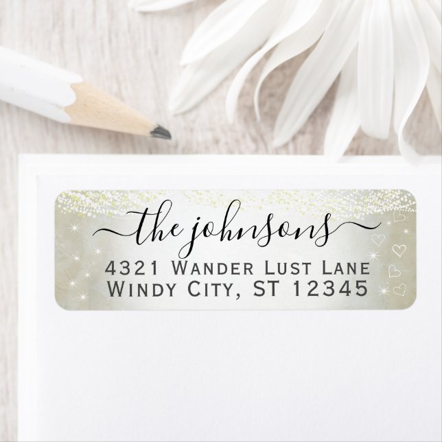 Silver Gray Fairytale Lights Stars Brighten Label (Insitu)