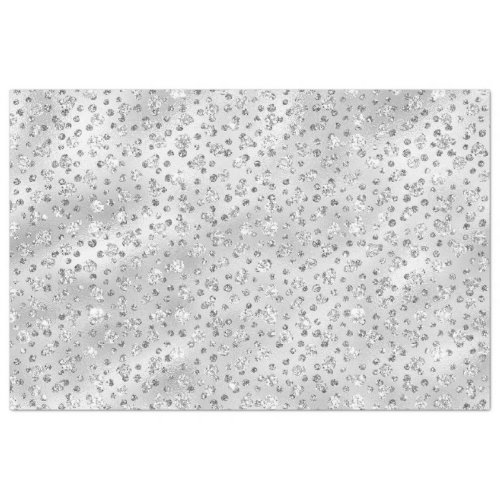 Silver Gray Faux Glitter Cheetah Spots Tissue Paper