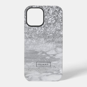 Silver-Gray Faux Glitter & Marble Ombre iPhone 12 Pro Case