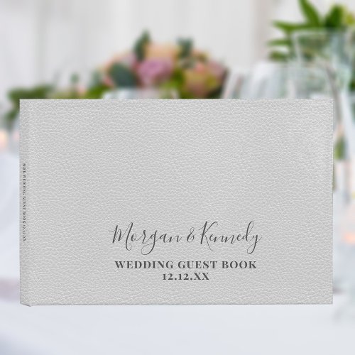 Silver Gray Faux Leather Look Wedding Guest Book