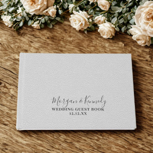 Silver Gray Faux Leather Look Wedding Guest Book