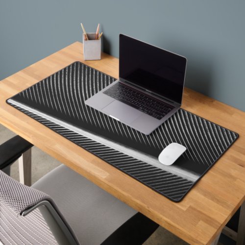 Silver gray feather texture geometric lines desk mat