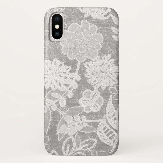 silver gray floral design Case-Mate iPhone case (Back)