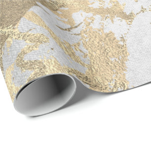 Silver Gray Foxier Gold Marble Shiny Metallic VIP Wrapping Paper